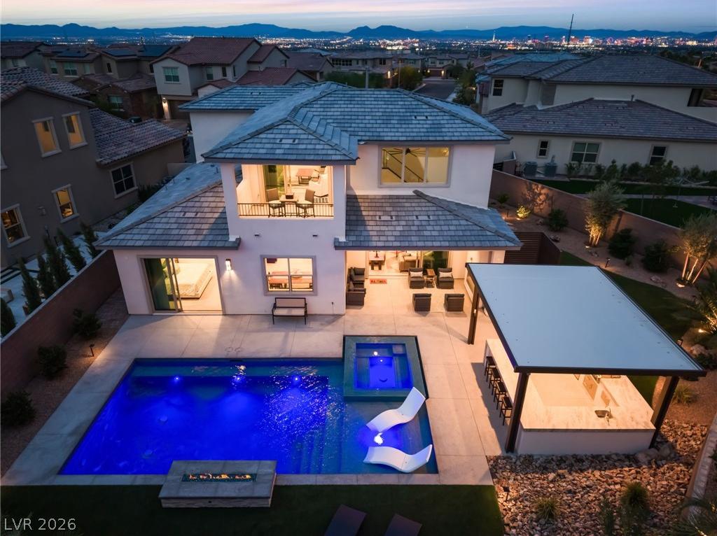 Side exterior profile showcasing sleek modern architecture in Summerlin West