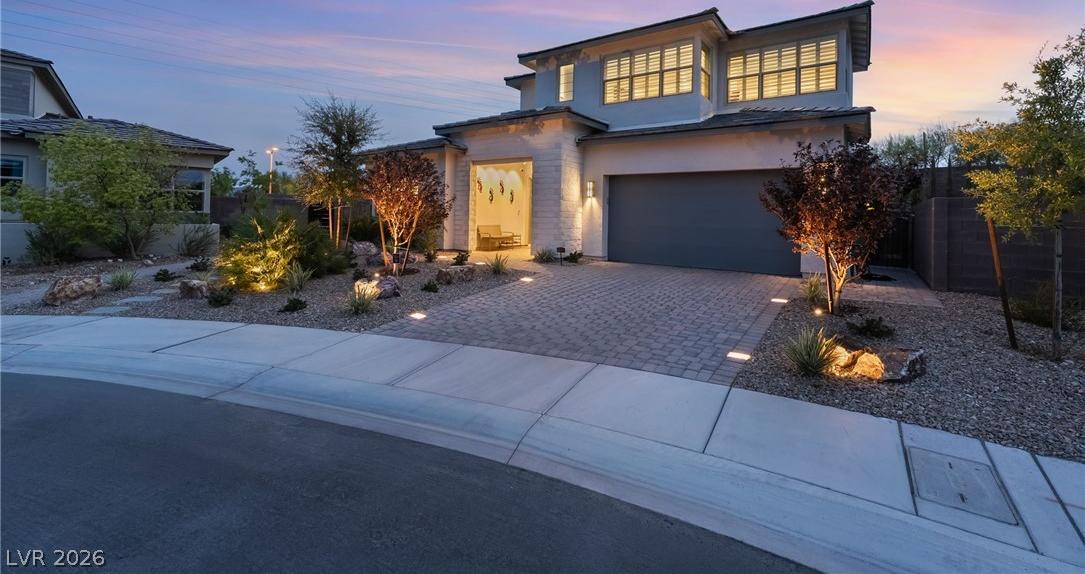 Curb appeal and designer desert landscaping at 127 Malpaso Street, Las Vegas