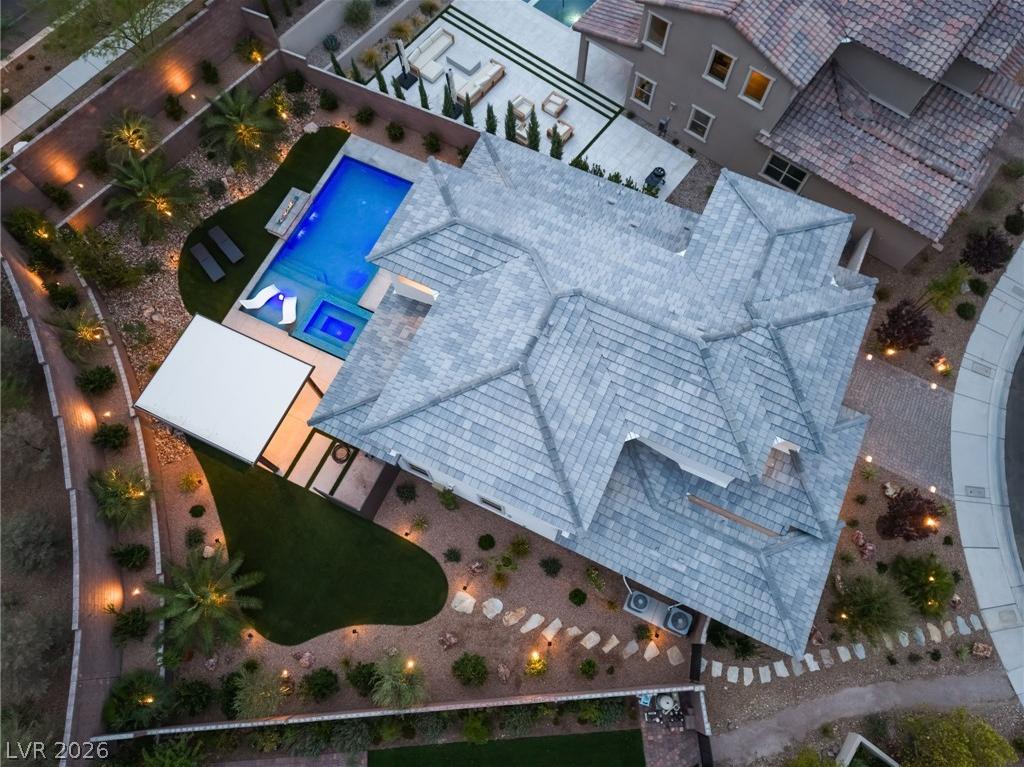 Aerial perspective of Redpoint Village in Summerlin West luxury enclave