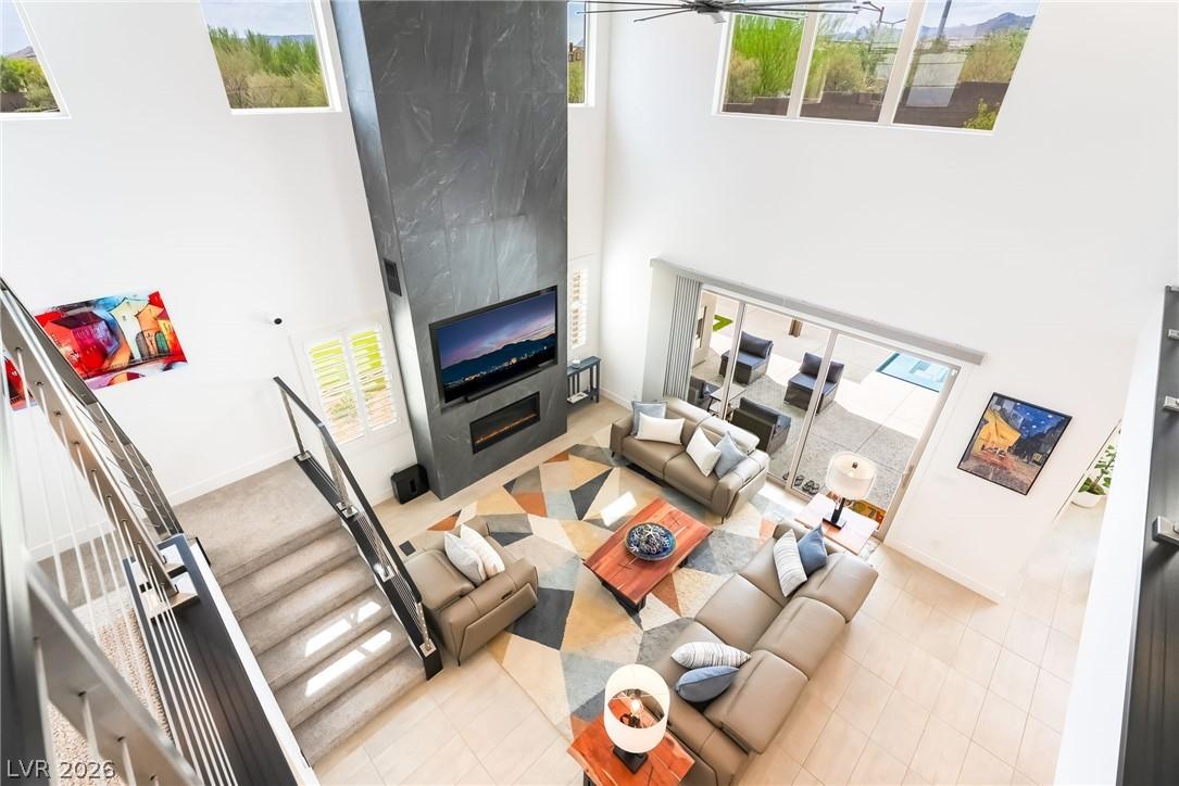 Seamless indoor-outdoor living with 12-foot multi-slide glass doors in Las Vegas luxury home